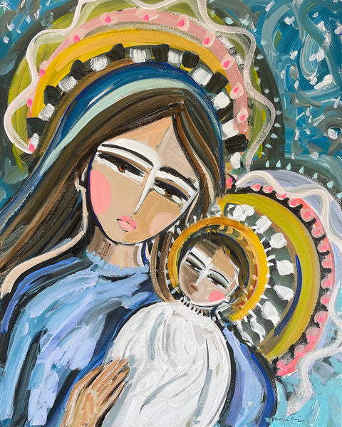 Christmas  PRINT on Paper or Canvas, "Mary and Baby"
