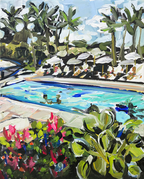 Miami Series Painting on Canvas, Original, "Pool 2"