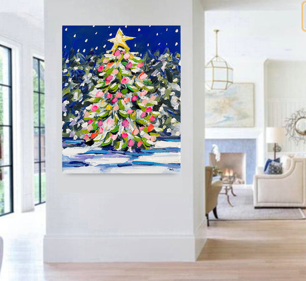 Christmas Tree PRINT on Paper or Canvas, 