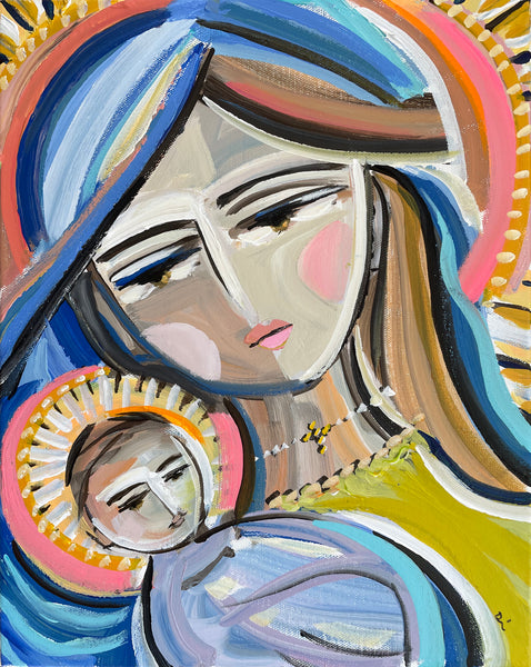 Original Painting on Canvas, "Mother and Child" 11" x 14"