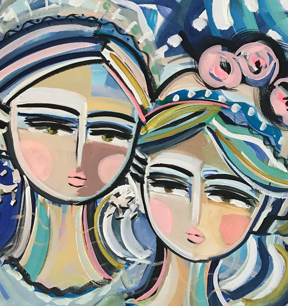 Portraits PRINT on Paper or Canvas "Mother and Daughter"