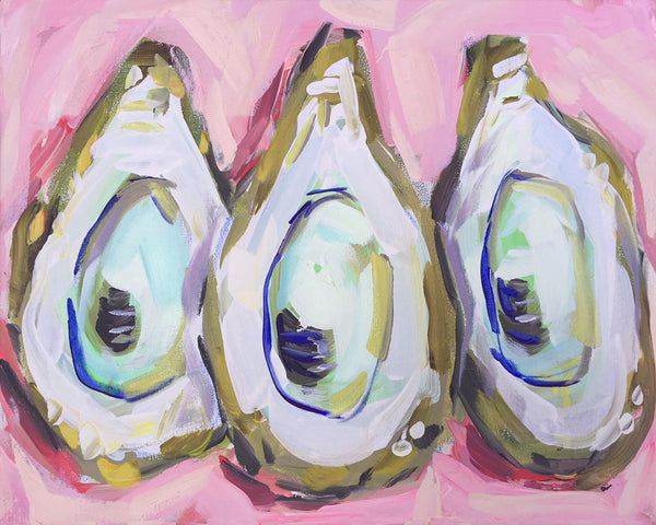 Oyster Print on Paper or Canvas "Oysters on Pink"