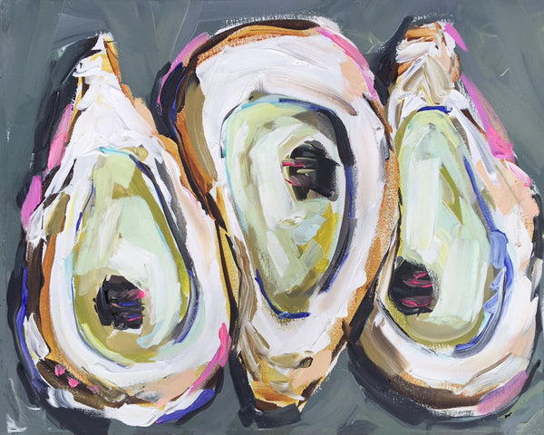 Oyster Print on Paper or Canvas "Oysters on Blue"