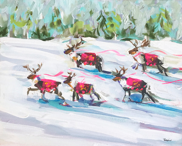 Reindeer Print on paper or canvas, "Reindeer Ready"