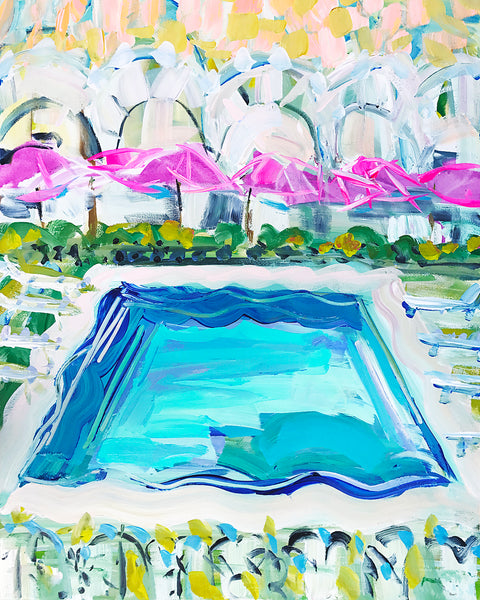 Pool Print on Paper or Canvas, "Resort Pool 2"