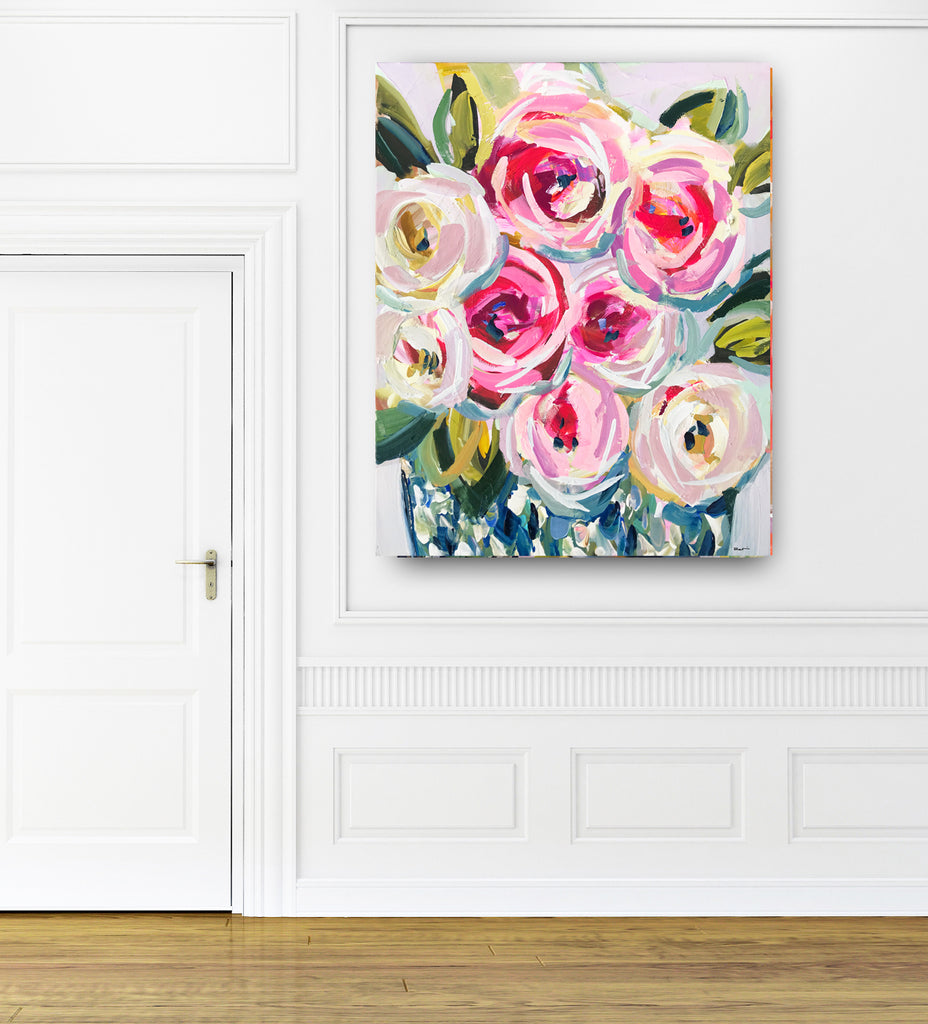 Rose Abstract Art, Modern Flowers Print on Paper or Canvas | Maren ...