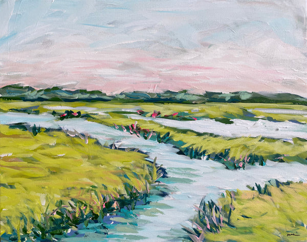 Original Abstract Painting on Canvas "Stardust Marsh" 16x20