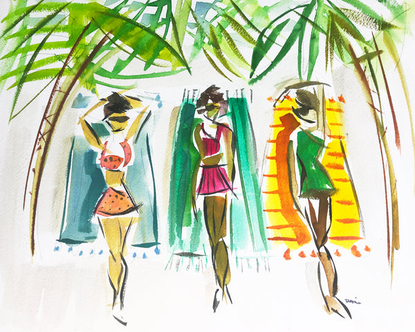 Beach Print on paper "Summer Girls"