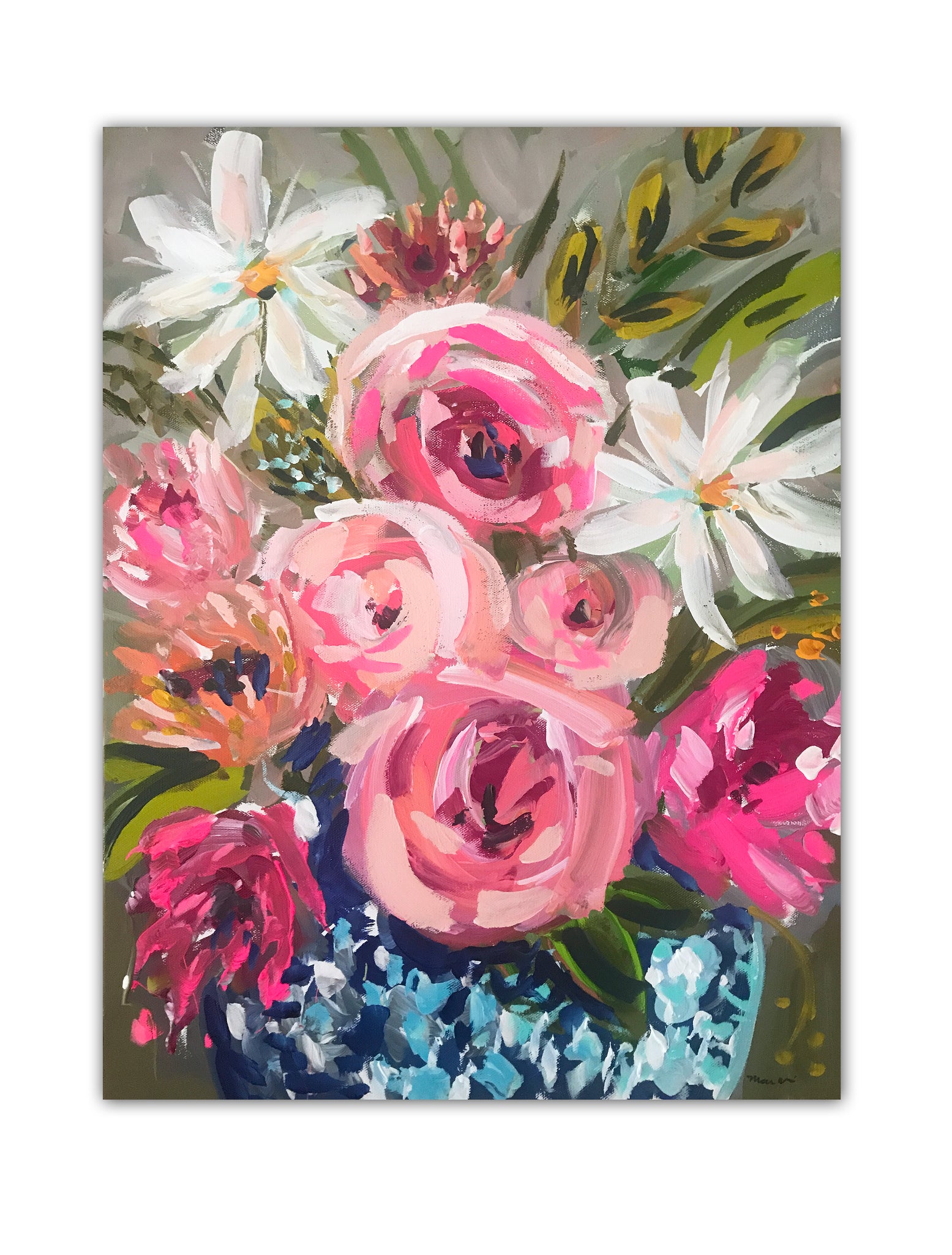 Original Flower Painting on Canvas, 18X24 